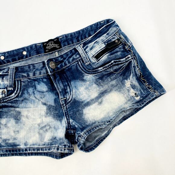 Rerock for Express Y2K Acid Wash Low Rise Denim Shorts - Picture 2 of 6